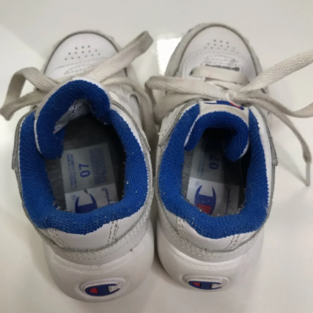 Kids White and Blue Sneakers - Champion Style